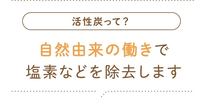活性炭って？ 自然由来の働きで塩素などを除去します