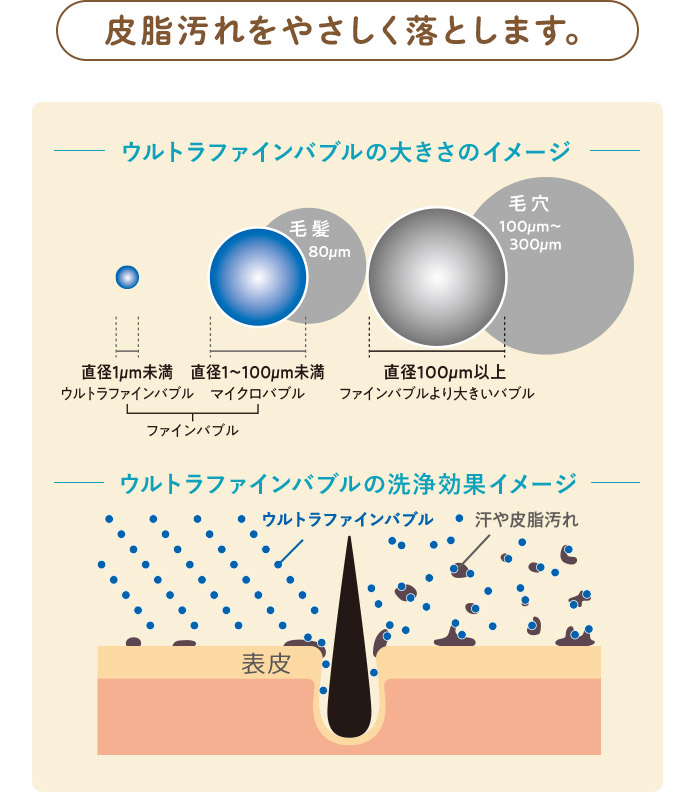 皮脂汚れをやさしく落とします。