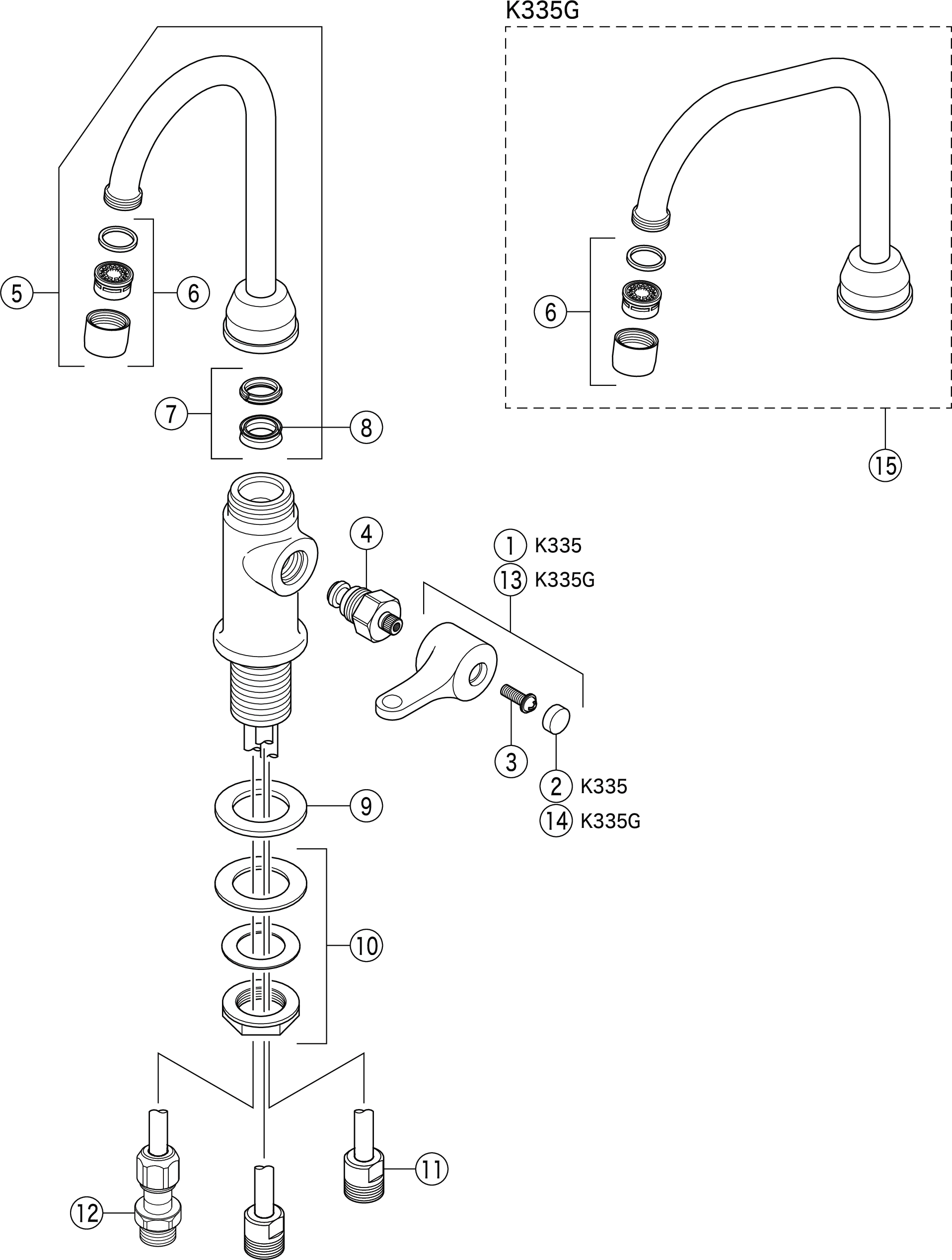 浄水器接続専用水栓：K335｜キッチン用水栓：台付1穴浄水器付｜商品 