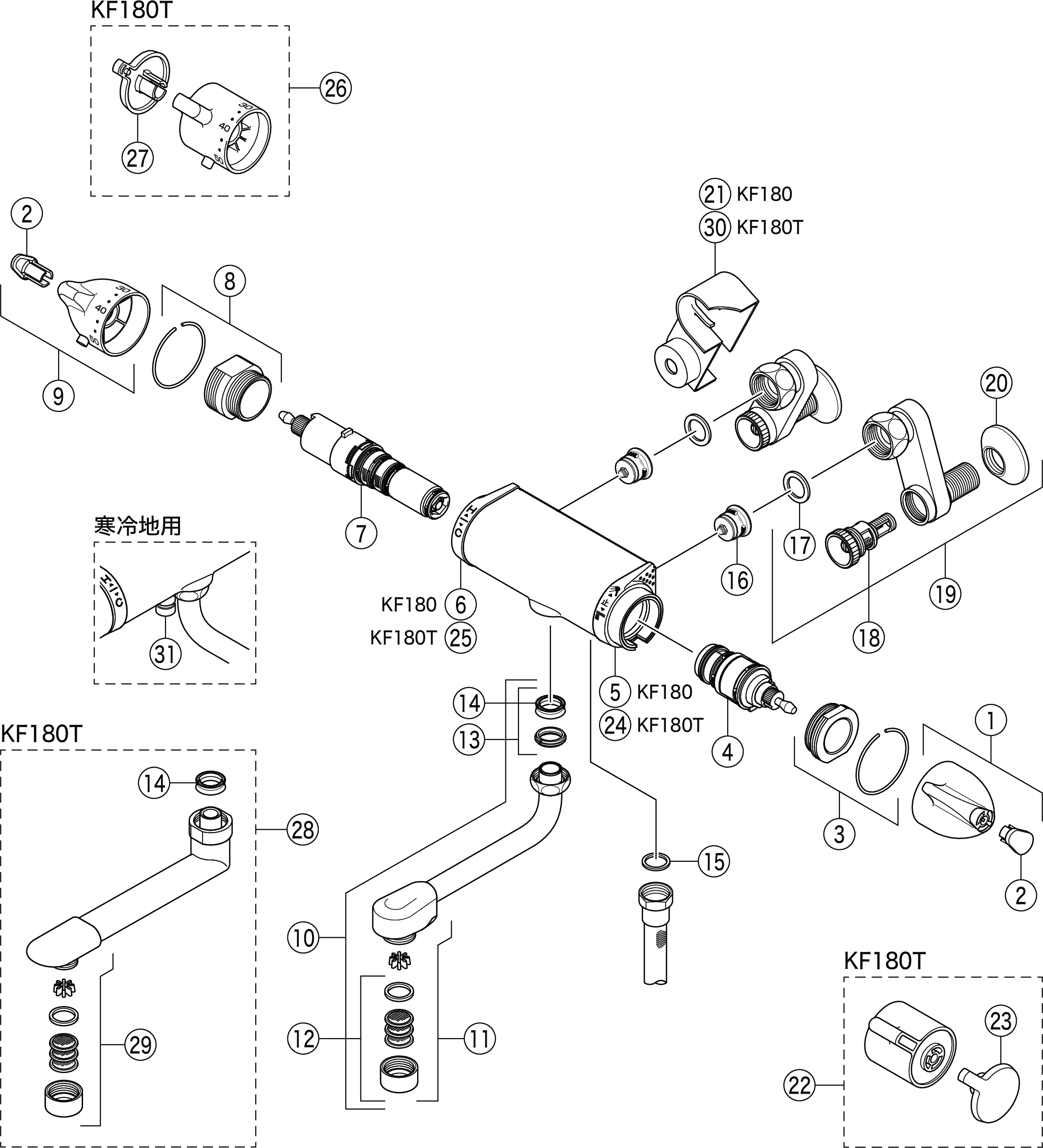 注目ブランドのギフト UIA店KVK サーモスタット式シャワー混合水栓 KF900