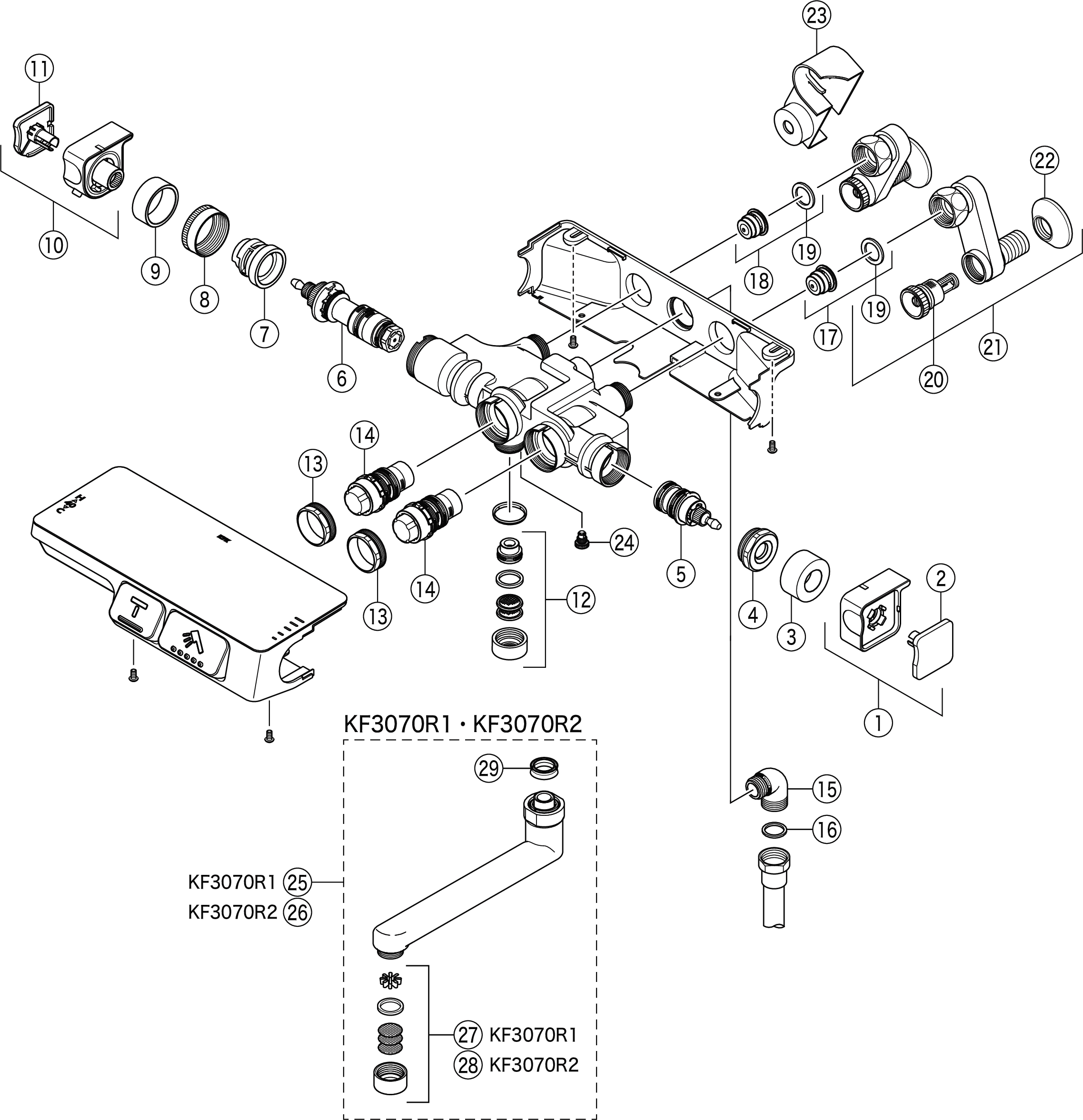 KF3070 KVK ラクダスサーモスタット式シャワー  - 3