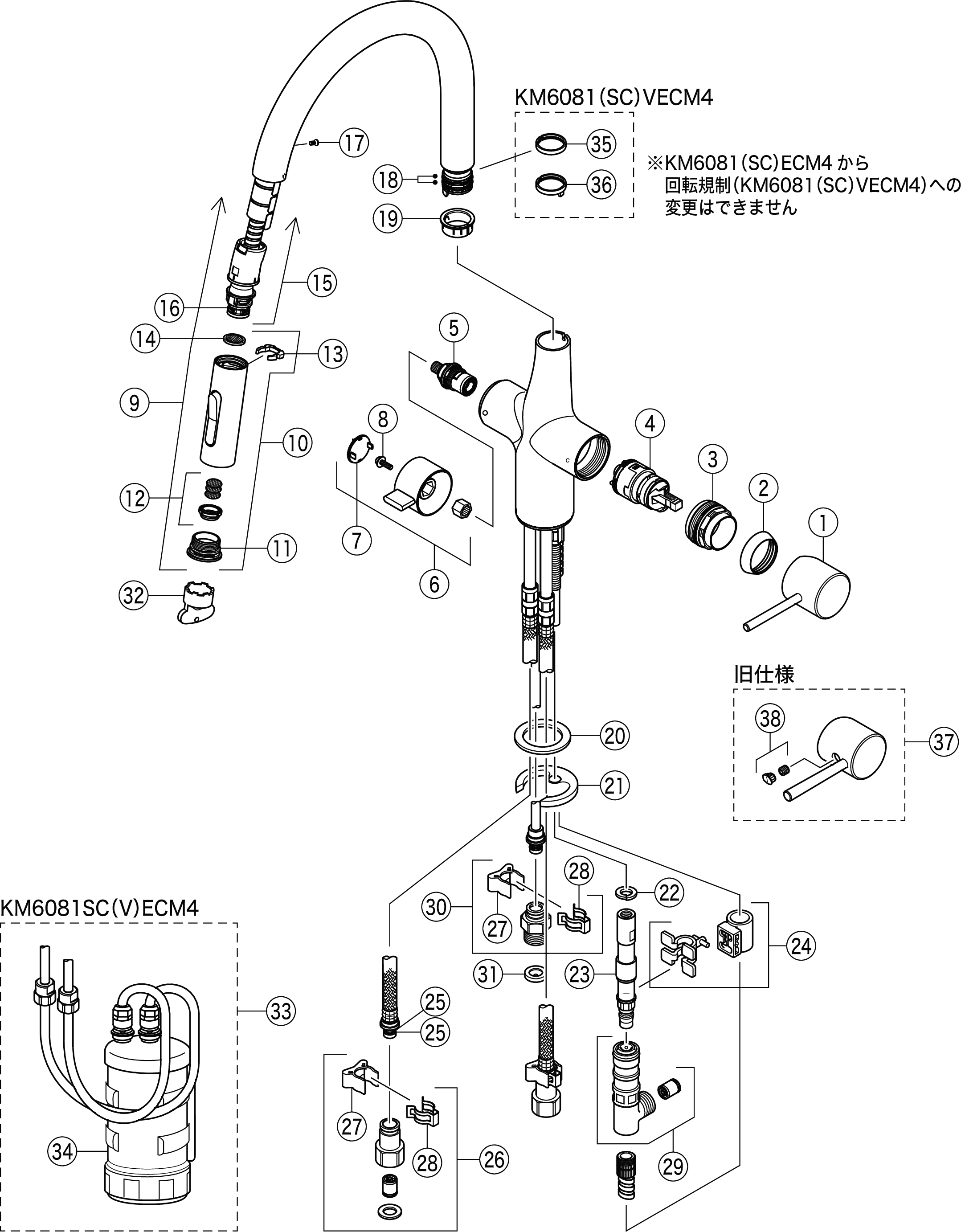 送料無料) KVK KM6131SCECM4 ビルトイン浄水器用シングルシャワー付混合栓(センサー) マットホワイト() 水回り、配管