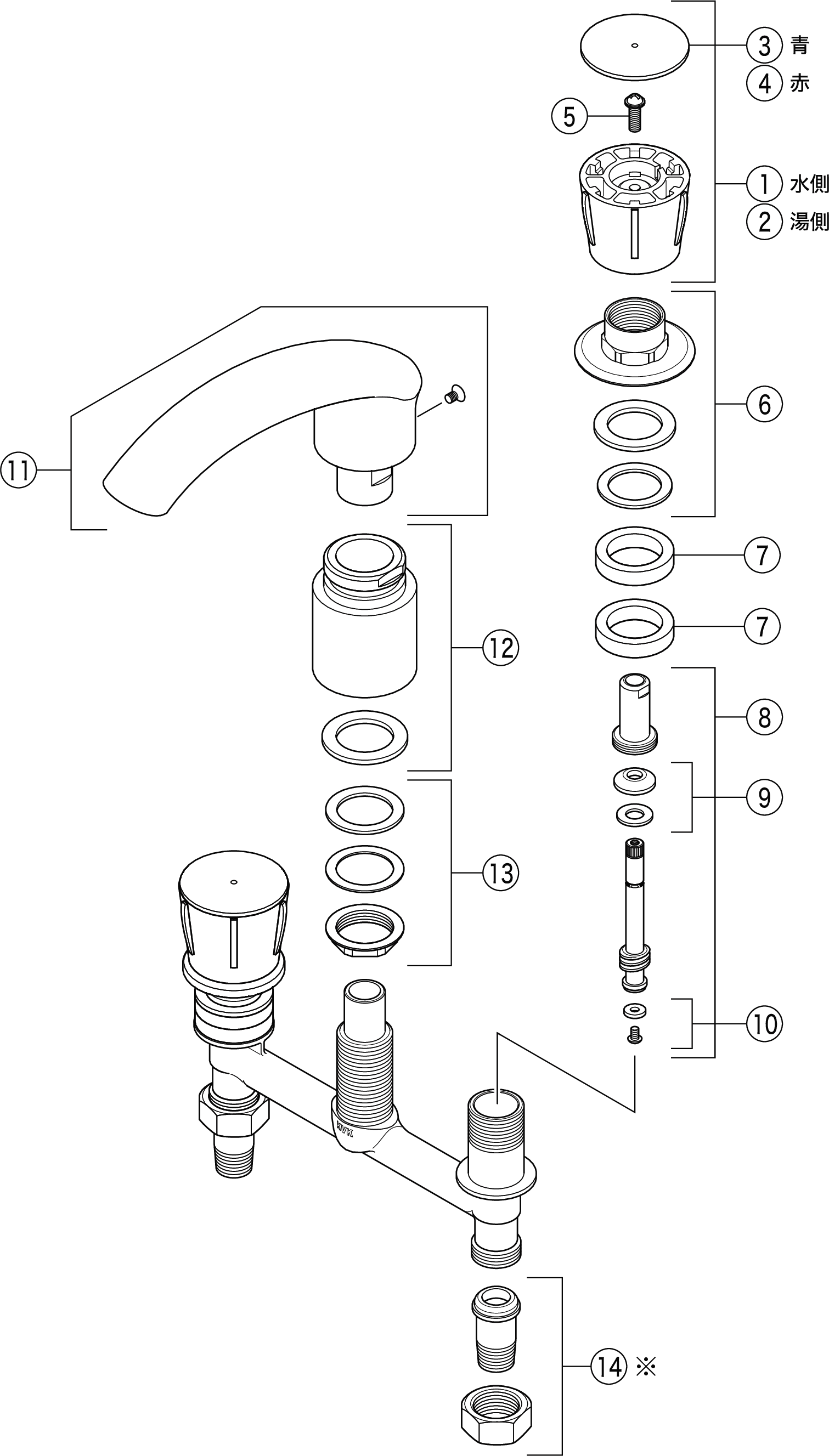 公認ストア プレゼント付き [KM71CU]KVK 栓金具 バス用埋込２ハンドル混合栓(ナット接続) ケーブイケー：設備プラザ 花・ガーデン・DIY 