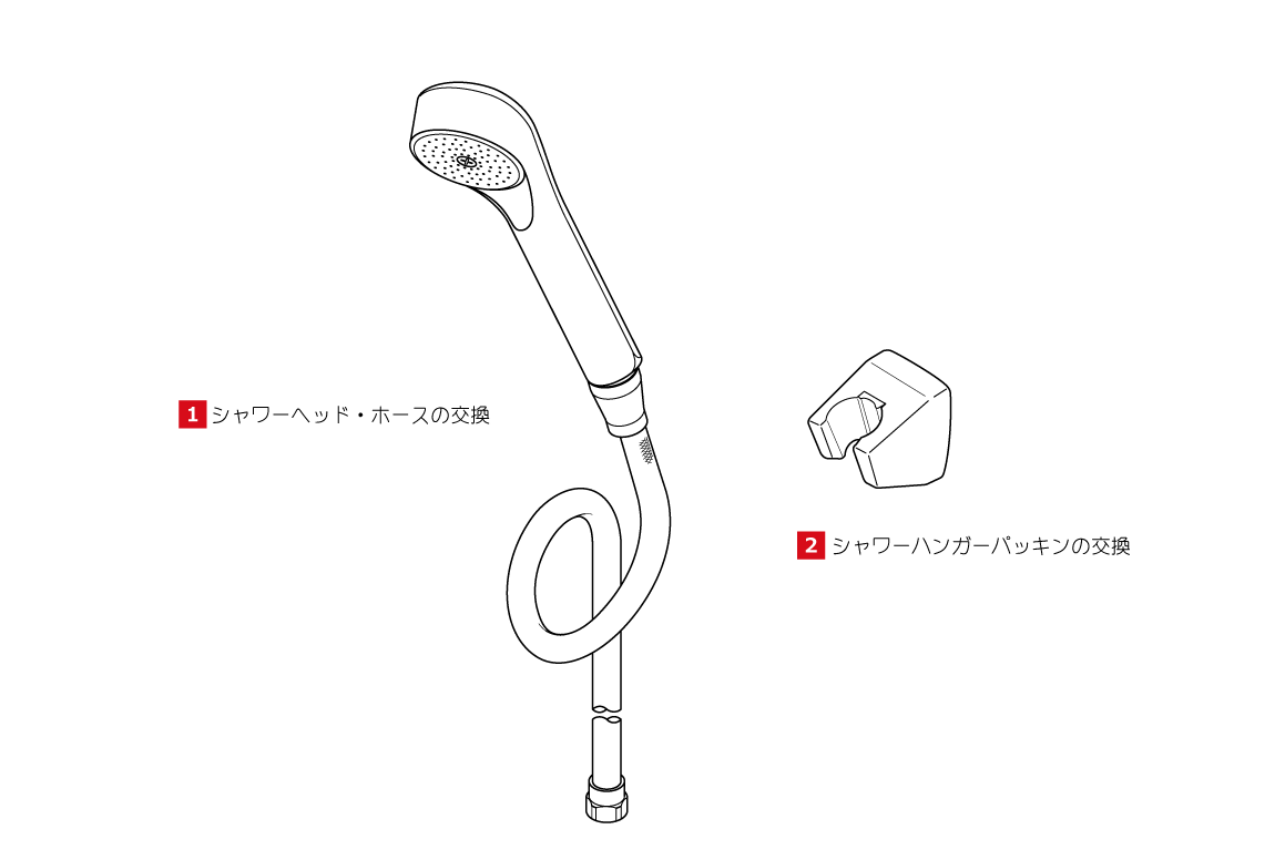 KVK　　旧MYMFA547T4用洗髪水栓用シャワー部セットサンウェーブ仕様　旧MYMキッチン・洗面シャワー部品 - 3